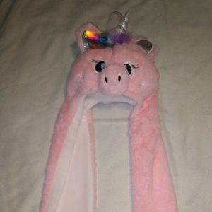 Aeropostale Girls Pink Unicorn Hat Mittens Scarf